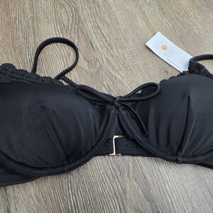 Shade & Shore Black Bow Accent Suit Top